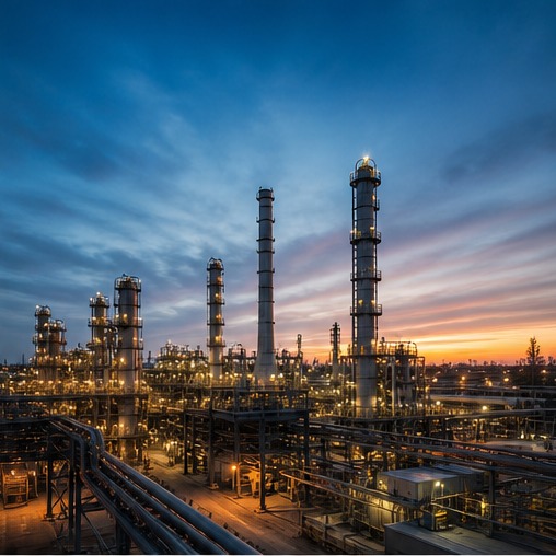 Industrial facility at night